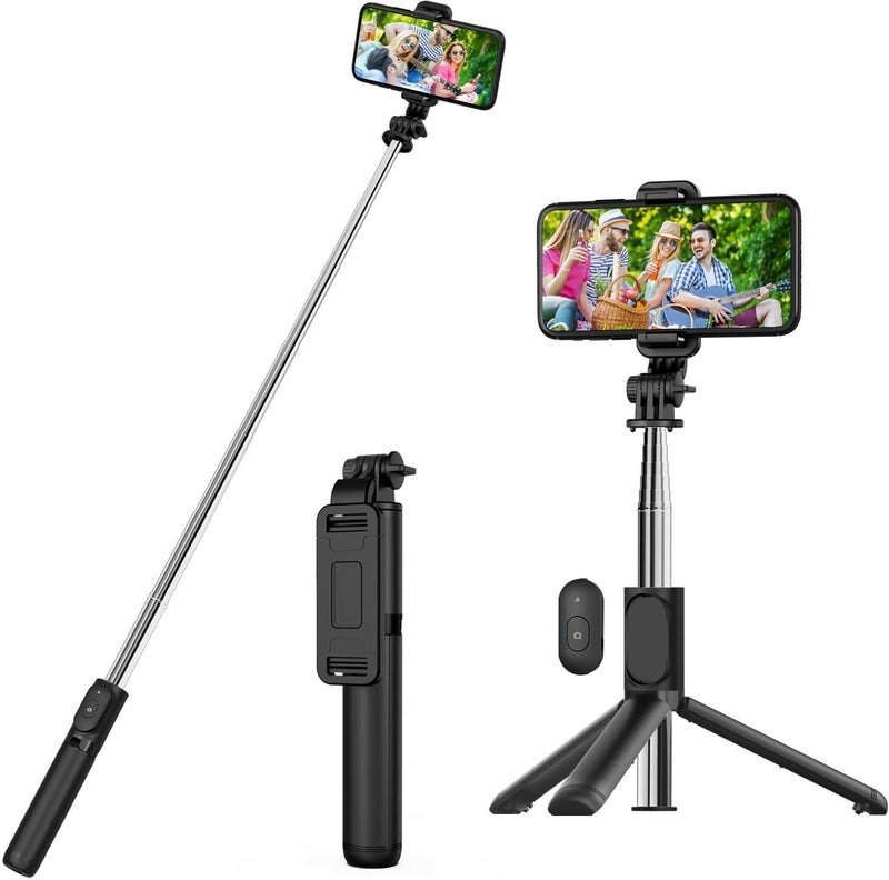 USTINE Portable Selfie Stick Tripod, 3 in 1 Extendable Selfie Stick Phone Holder for iPhone 14/13/13 Pro/13 Pro Max/12/12 Pro/X/XR/XS/8/7/6S,Android Samsung Smartphone - Image 1
